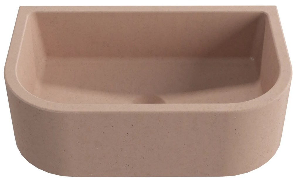 Umywalka betonowa półokrągła wisząca / nablatowa bez otworu na baterię 49 x 30 cm PALANGA | różne kolory : Kolor - Różowy, Typ montażu - podwieszana