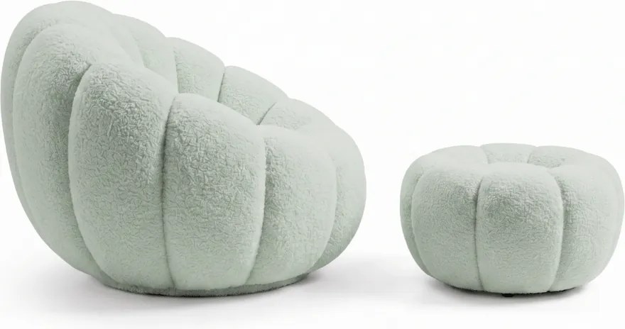 Fotel designerski BLOOM z podnóżkiem, jasnozielony