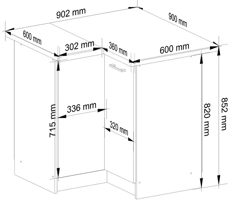 Grafitowa narożna szafka do kuchni A6-G74