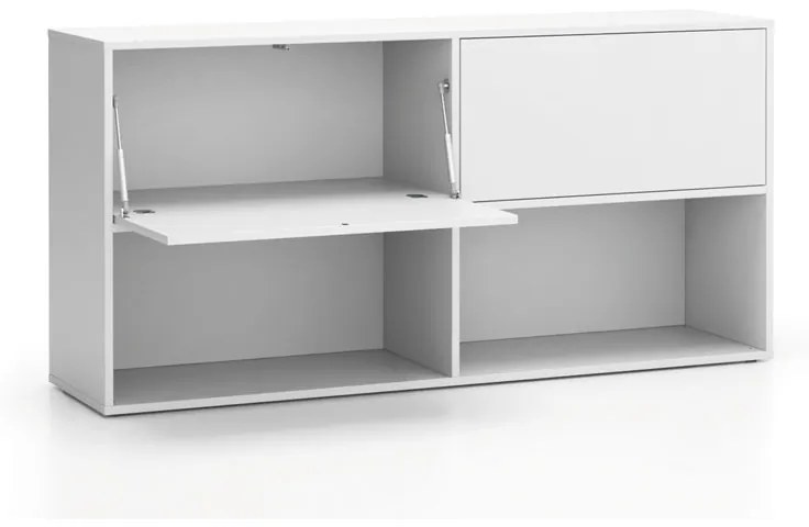Regał biurowy LAYERS, długi, 2 schowki, 1582 x 400 x 777, biały