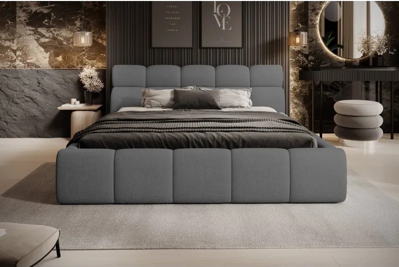 Łóżko GIULIA tapicerowane z pojemnikiem na pościel kolor Antracytowy WERSAL