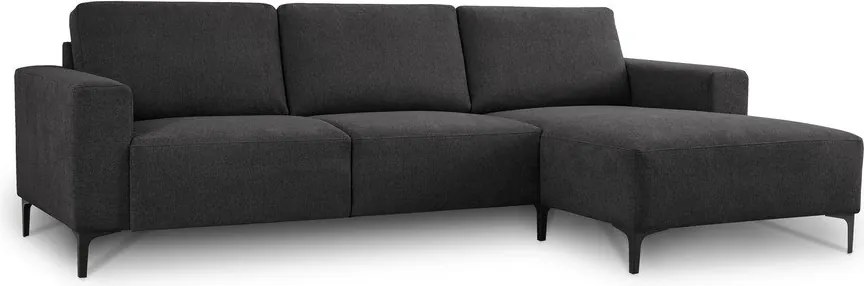 Antracytowy narożnik z tkaniny szenilowej (prawostronny/z szezlongiem) Fabian – Scandic