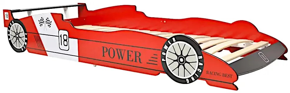 Czerwone łóżko auto z lampkami LED 90x200 F3-M07