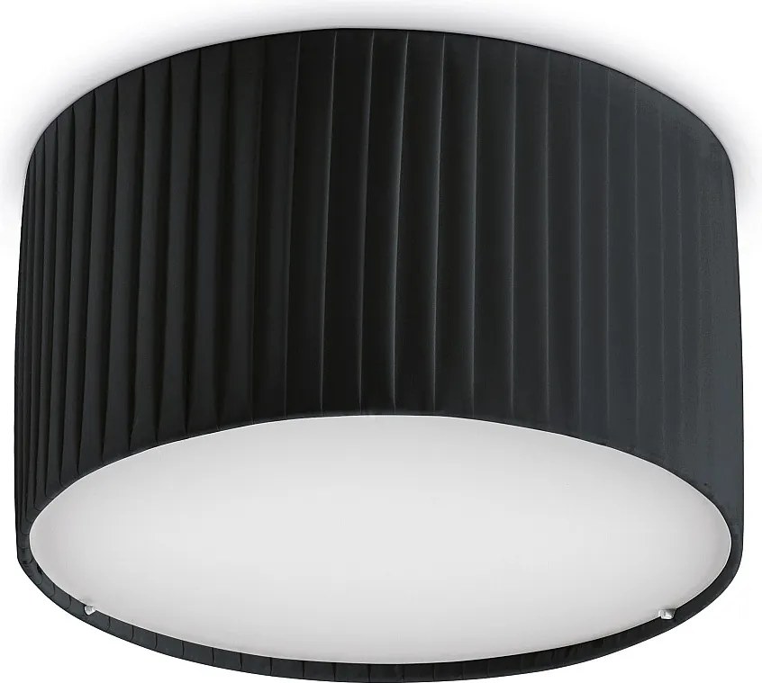 Lampa sufitowa VORADA w stylu nowoczesnym - ?r. ø30 cm - LED COB AC 12W - 1030 lm Y 3K - IP20 - syntetyczny plisowany klosz wst?gowy - stal i czarny