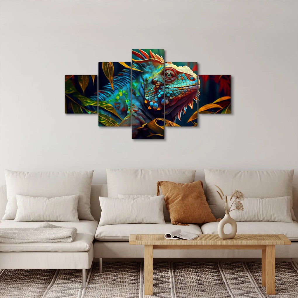 Obraz - Kolorowa iguana (125x70 cm)