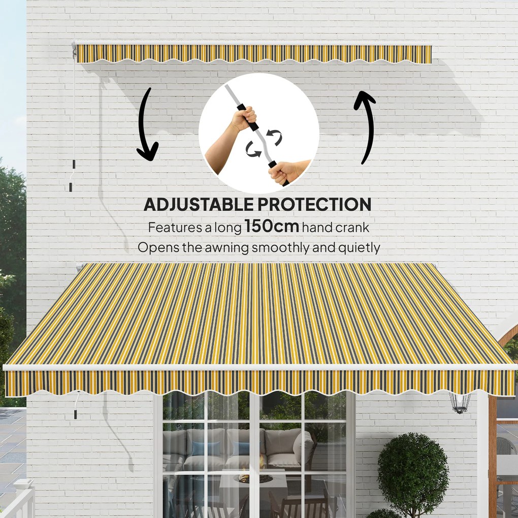 Outsunny Markiza Ochronna Przed Słońcem, 3,5 m x 2,5 m, Żółty + Szary