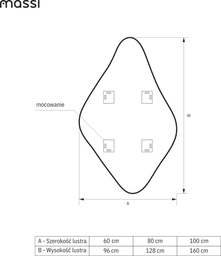 Massi Lustro dekoracyjne bez podświetlenia FLOW Karo | Różne rozmiary | Różne kolory : Kolor tafli szkła - Brąz, Rozmiar - 60 x 96 cm
