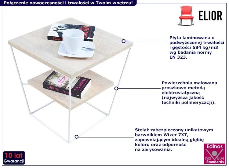 Stolik kawowy z półką w stylu skandynawskim dąb sonoma T3-H74