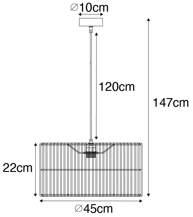 Orientalna lampa wisząca z rattanu 45 cm - MaudKolonialny Oswietlenie wewnetrzne