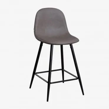 Zestaw 2 Wysokich Stołków Z Imitacji Skóry Glamm Gris Antracita & ↑65 Cm & Negro - Sklum