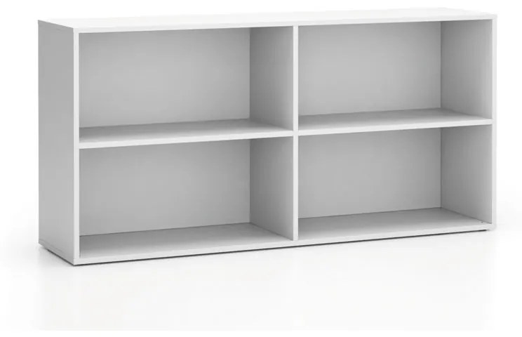 Regał biurowy LAYERS, długi, 2 półki, 1582 x 400 x 777, biały