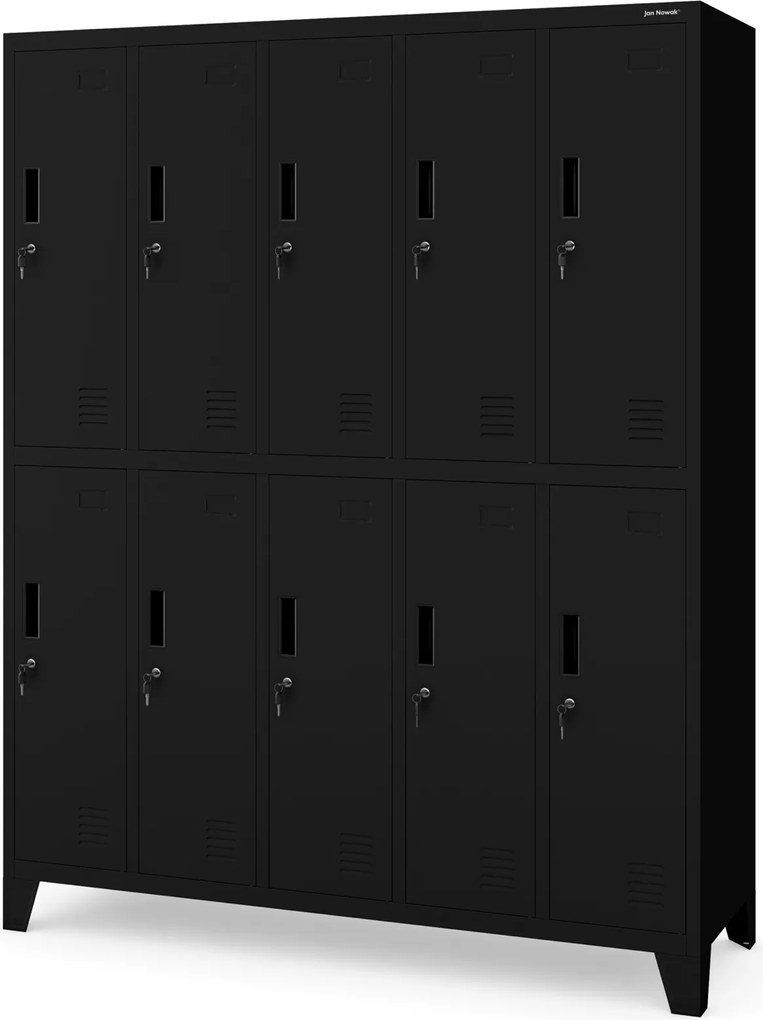 Metalowa szatnia 10-skrytkowa Bartek 136x45x172 cm, czarna