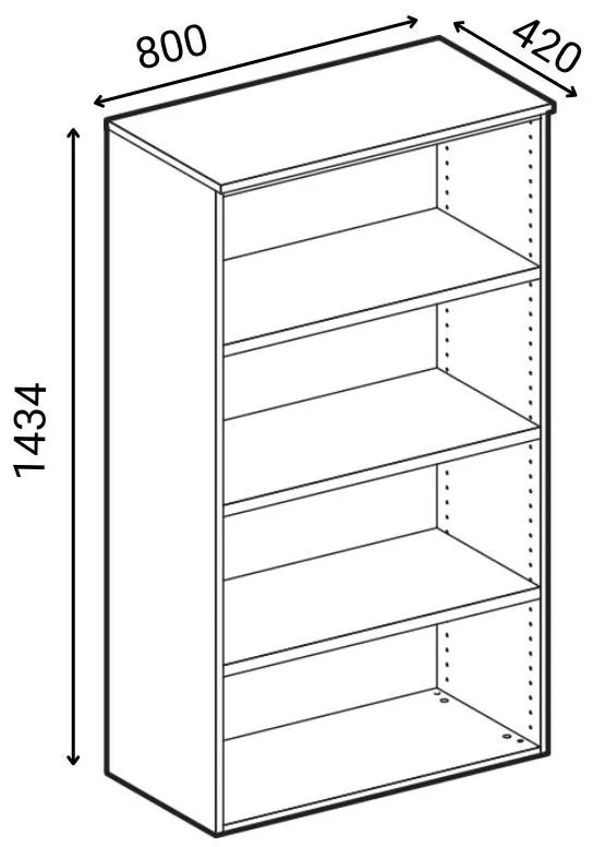 Szafa biurowa z drzwiami PRIMO WHITE, 1434 x 800 x 420 mm, biały