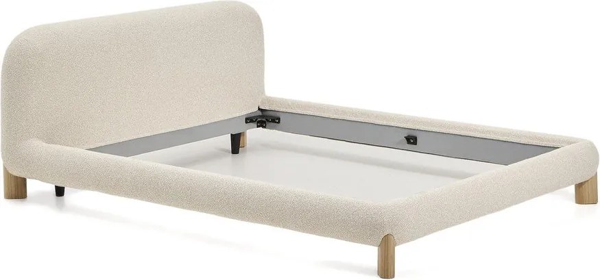 Beżowe tapicerowane łóżko dwuosobowe bez stelaża 180x200 cm Odina – Kave Home