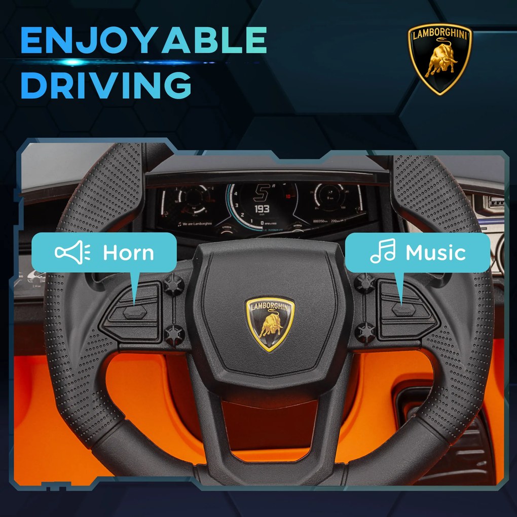 AIYAPLAY Samochód Elektryczny dla Dzieci 3-5 Lat, Płynna Jazda, Sterowany Pilotem, z Klaksonem, Plastik i Metal, Pomarańczowy