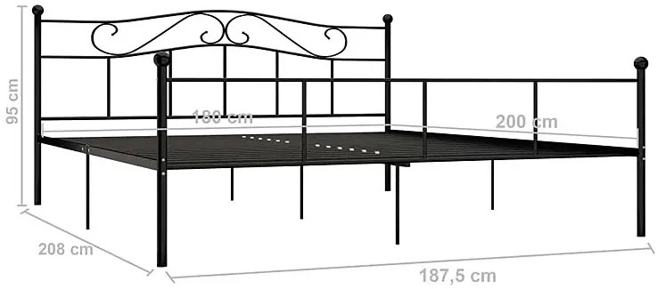 Czarne metalowe łózko dwuosobowe 180x200 cm - Fiosa