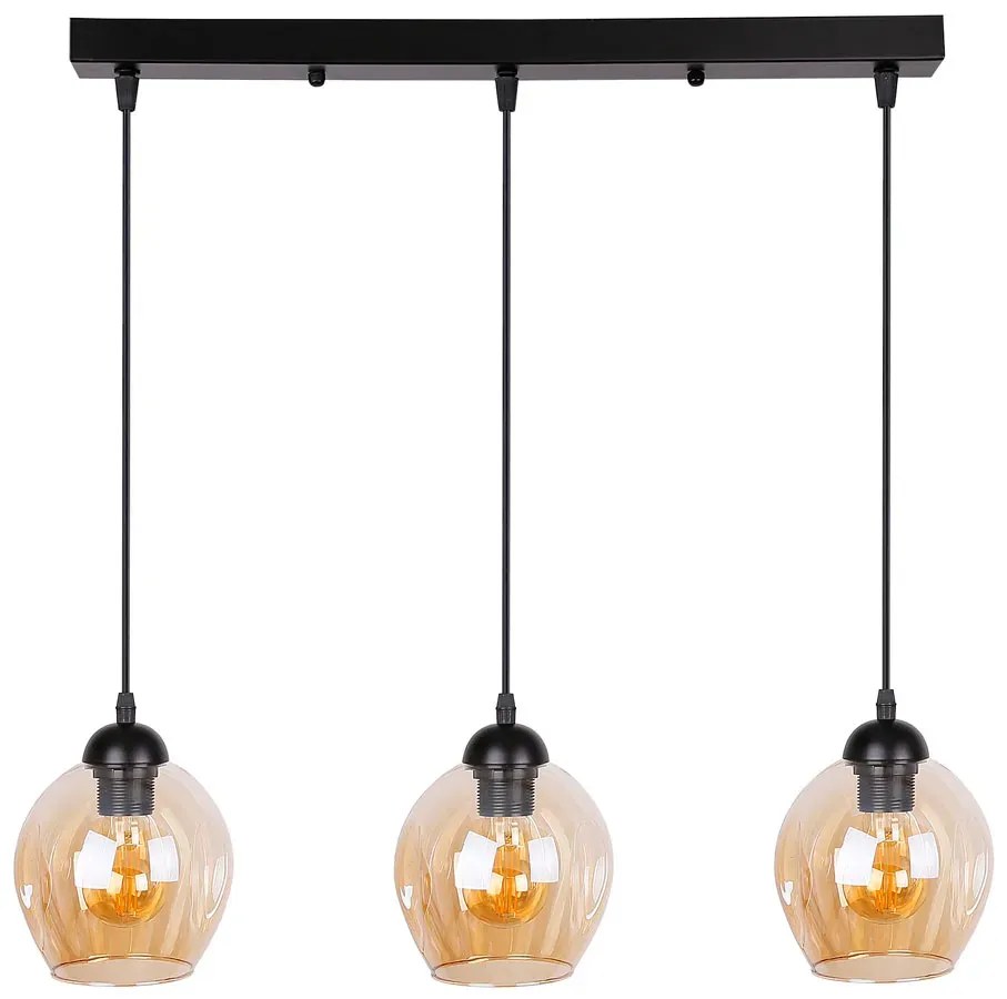 Czarna potrójna lampa wisząca na listwie - 5X Z032 W8-K09