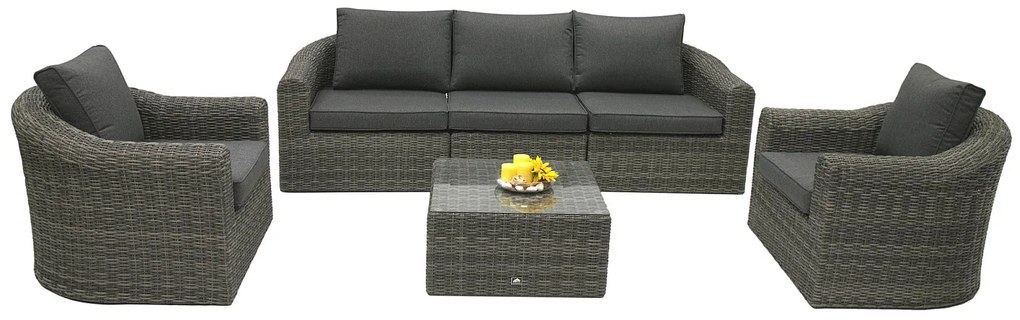 Rattanowy zestaw modułowy BORNEO LUXURY dla 5 osób (szary)