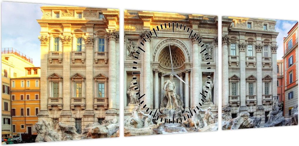 Obraz - Fontanna di Trevi (z zegarem) (90x30 cm)