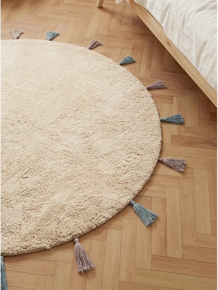 Kremowy bawełniany dywan dziecięcy odpowiedni do prania/tkany ręcznie ø160 cm Snuggle Sunna – Hanse Home
