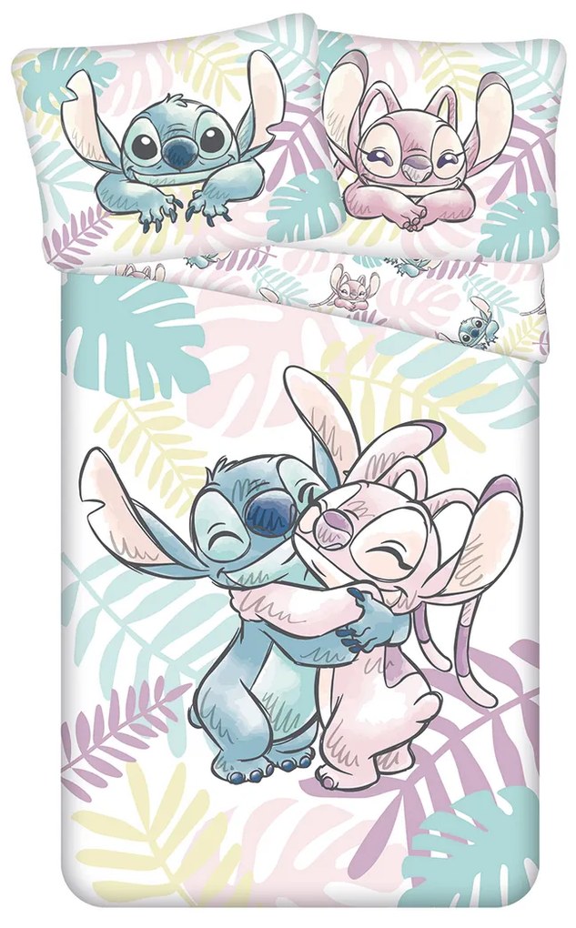 Jerry Fabrics Pościel bawełniana Lilo and Stitch "Leaves", 140 x 200 cm, 70 x 90 cm