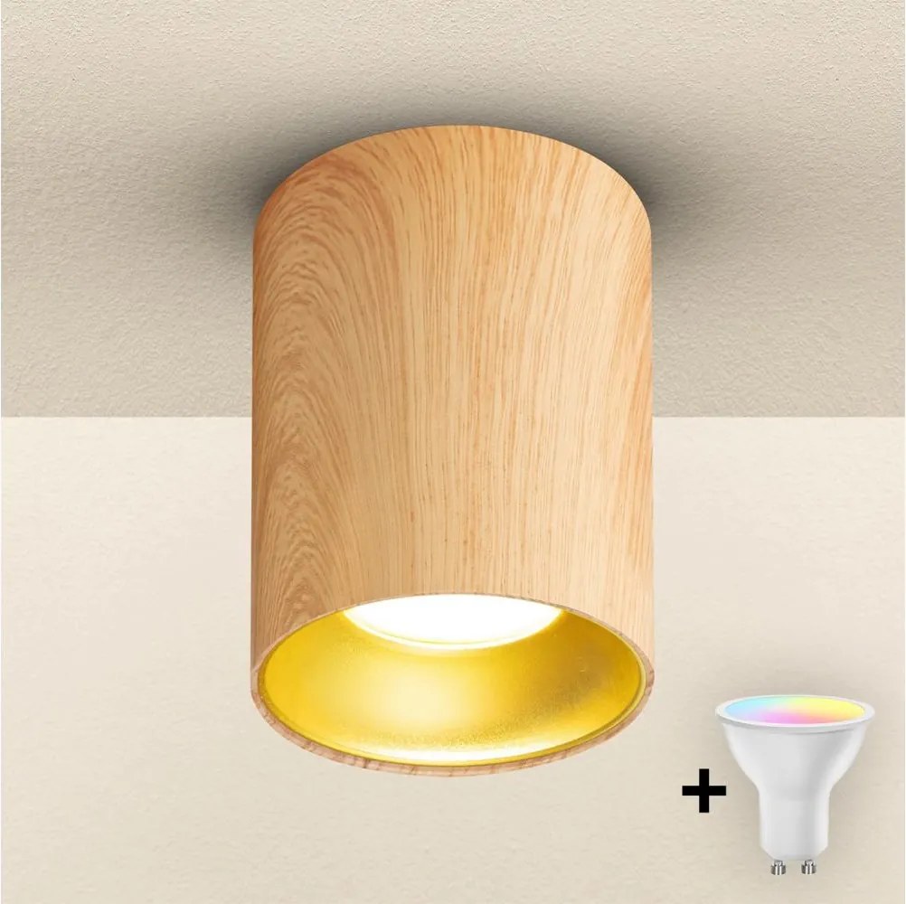 Brilagi - ściemnialna oprawa punktowa LED RGBW TRINE 1xGU10/6W/230V dekor dąb