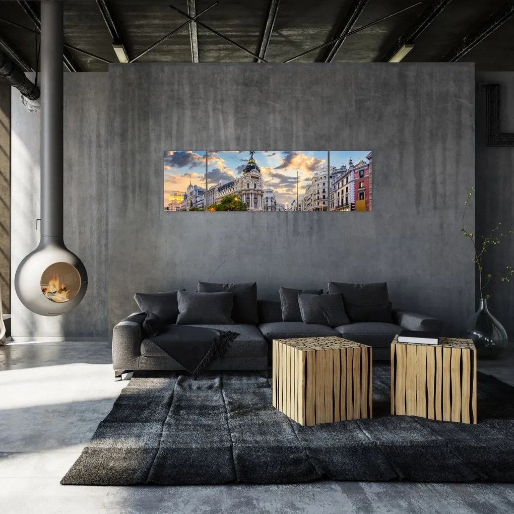 Obraz - Calle Gran Vía, Madryt, Hiszpania (170x50 cm)