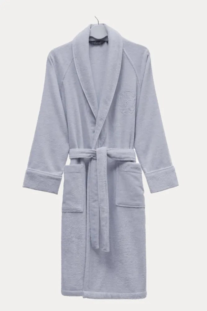 Modalowy unisex szlafrok DELUXE S Jasnoszary