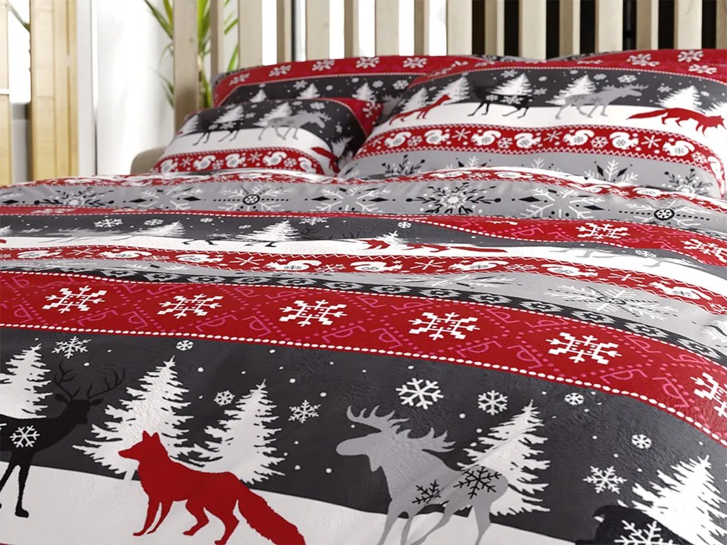 PrzytulneMieszkanie.pl PrzytulneMieszkanie.pl Pościel z mikropluszu SNOWY FOREST szara Rozmiar pościeli: 70 x 90 cm | 140 x 220 cm