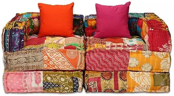Kolorowa sofa Patchwork modułowa 2-osobowa - Montanex 3D