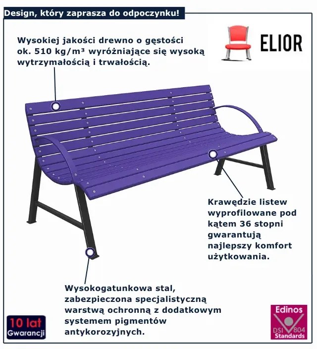 Fioletowa ławka ogrodowa 140 cm H8-P16