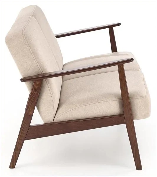 Drewniana beżowa tapicerowana sofa retro - Alexander 4X