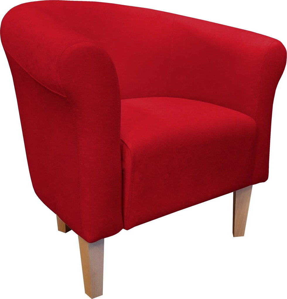 Fotel Milo tkanina Mikrofaza stylowy fotel do salonu i sypialni : Kolor nogi - Drewno, Kolor tkaniny - 8 MIKROFAZA, Wysokość nogi - 20 cm