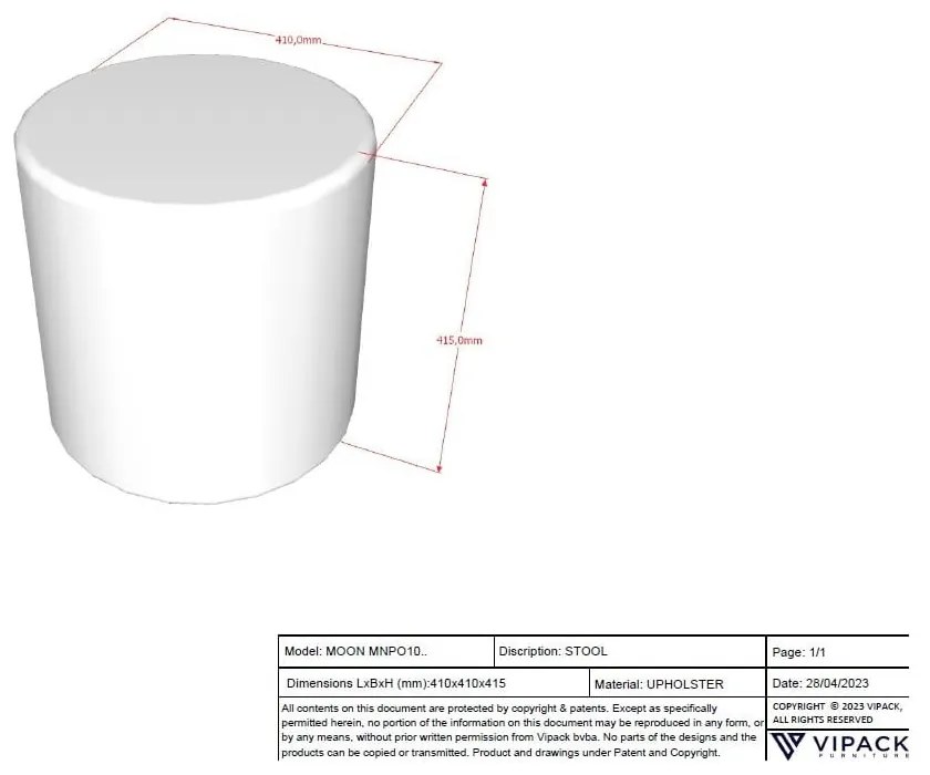 Jasnoszary puf dziecięcy z materiału bouclé MOON – Vipack