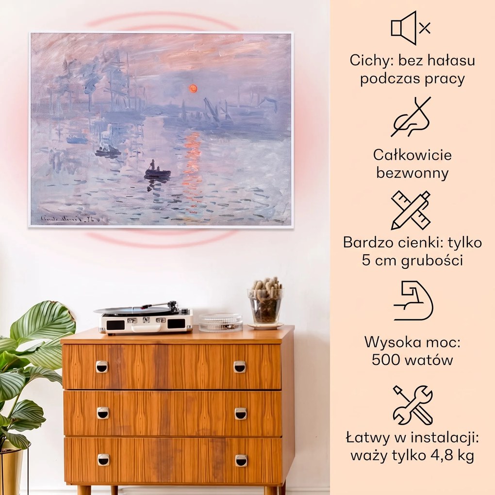 Klarstein Wonderwall Art Smart 500W Panel na Podczerwień W Formie Obrazu Słońco