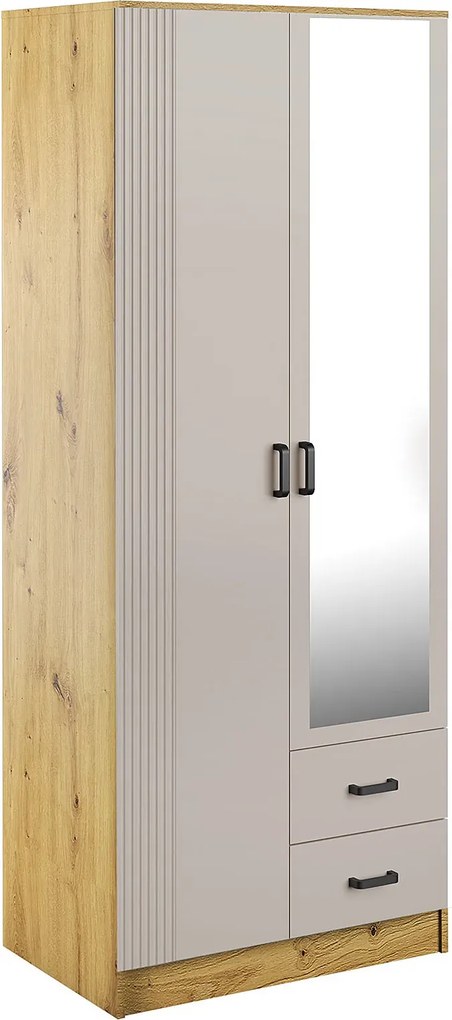 Szafa z lustrem i szufladami dąb artisan + kaszmir F9-M26