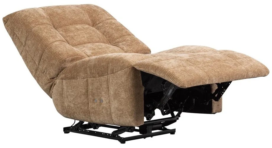Jasnobrązowy częściowo rozkładany sztruksowy fotel wypoczynkowy Hein – WOOOD
