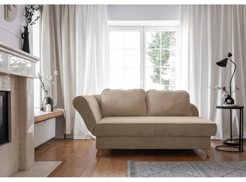 Szarobrązowy sztruksowy szezlong (lewostronny) Chic Charlotte – Miuform