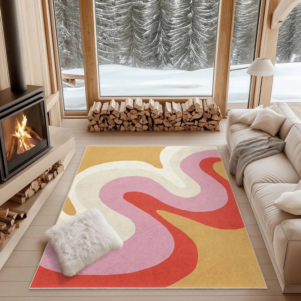 Żółto-różowy dywan odpowiedni do prania 60x100 cm Raspberry Creamsicle – Mila Home