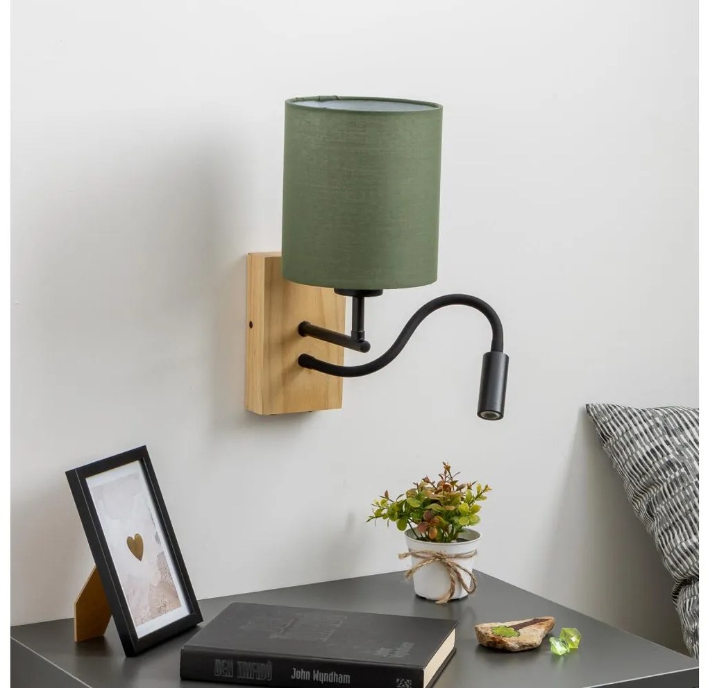 Brilagi - LED Kinkiet NUBILA WOOD 1xE27/25W/230V + LED/3W dąb/zielony