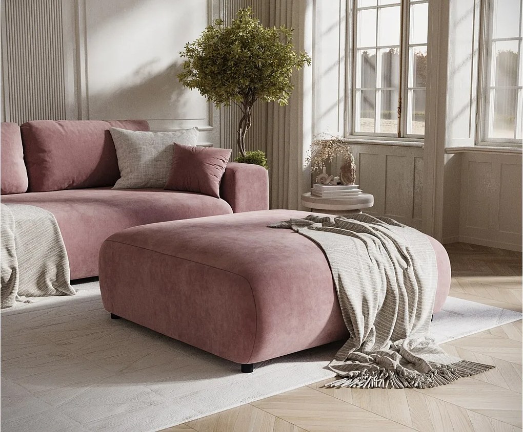 Puf w tkaninie welwetowej Zanzibar - 110x110 cm - różowy