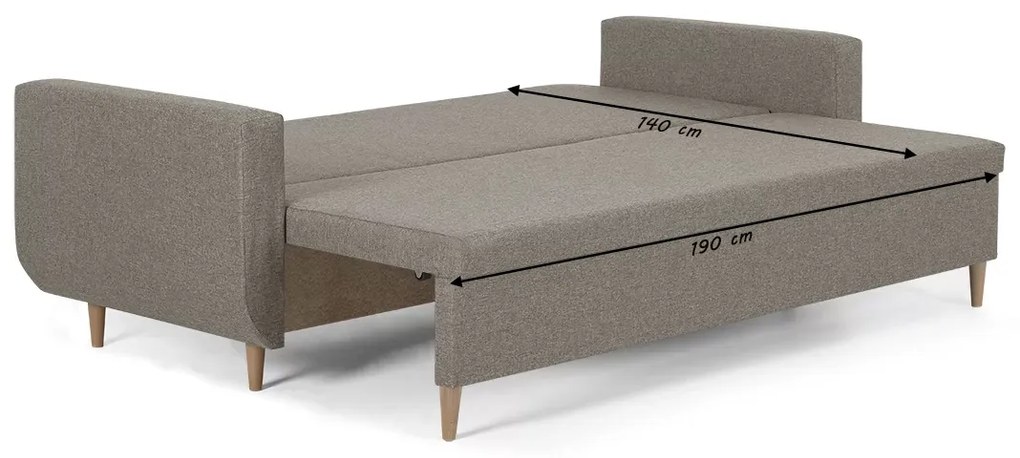 Kanapa sofa 3 os z funkcją spania DORO Brązowy
