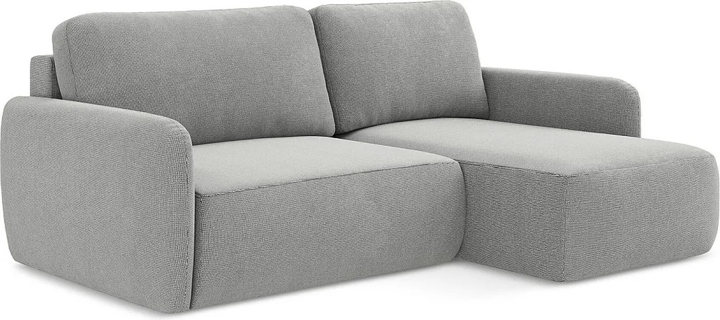 Narożnik prawostronny z funkcją spania - z tkaniny strukturalnej - jasny szary - LILO