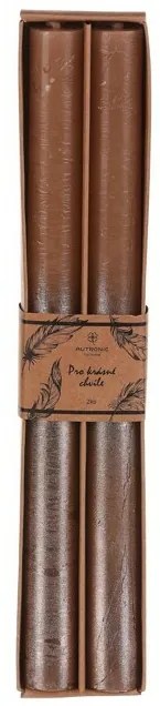 Zestaw świec stożkowych, cappuccino/szampan, 2szt., parafinowe