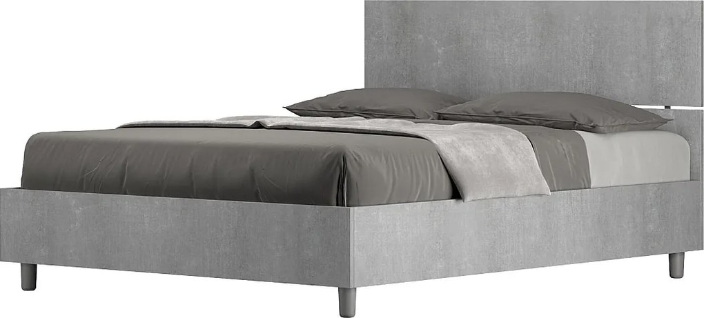 Łóżko bez stelaża 140x200 Prosty zagłówek cementu Demas