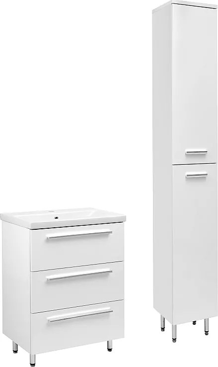 Biały Zestaw do Łazienki Stojący 60cm Szafka z Umywalką Słupek Bryza