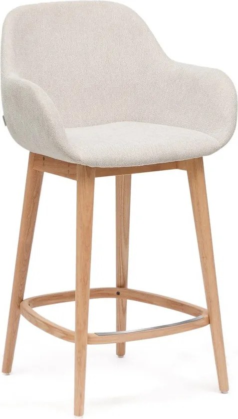 Beżowy tapicerowany hoker z podłokietnikami (wysokość siedziska 66 cm) Konna – Kave Home