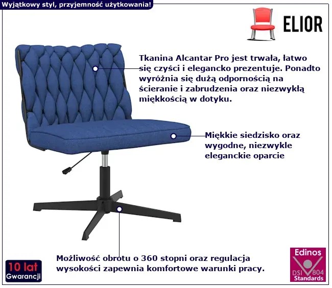 Fotel do biurka glamour niebieski K5-K00