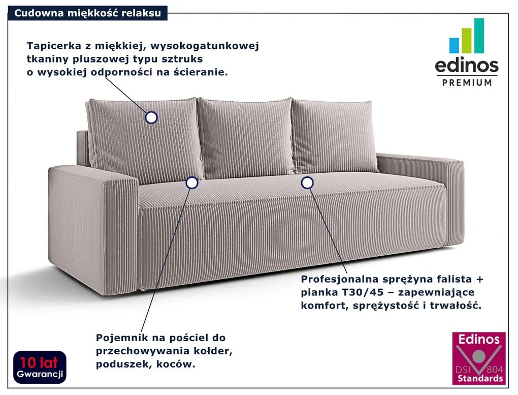 Jasnobeżowa sofa rozkładana z pojemnikiem E2-S88