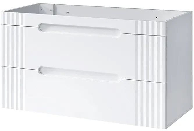 Biała szafka na 2 umywalki z szufladami 120 cm C7-T85